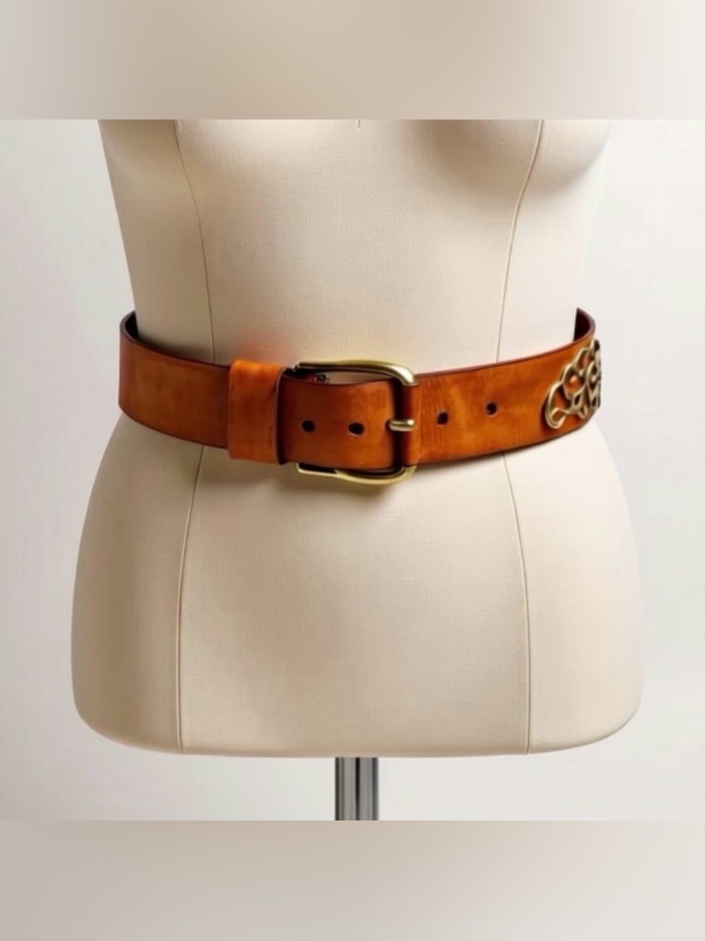 Jil Sander Suede Belt, ornate gold embellishments, suede/gold buckle, S, 26-30